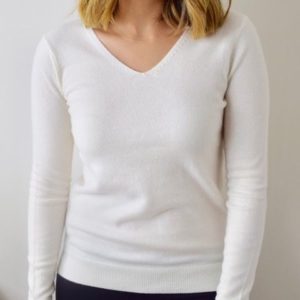 yalda v neck cashmere sweater front 1